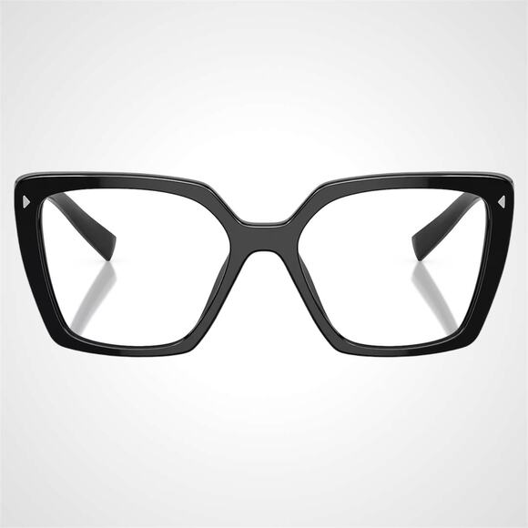 New PRADA Eyeglasses Black Square Silver Logo 53mm w/ Case main image 4